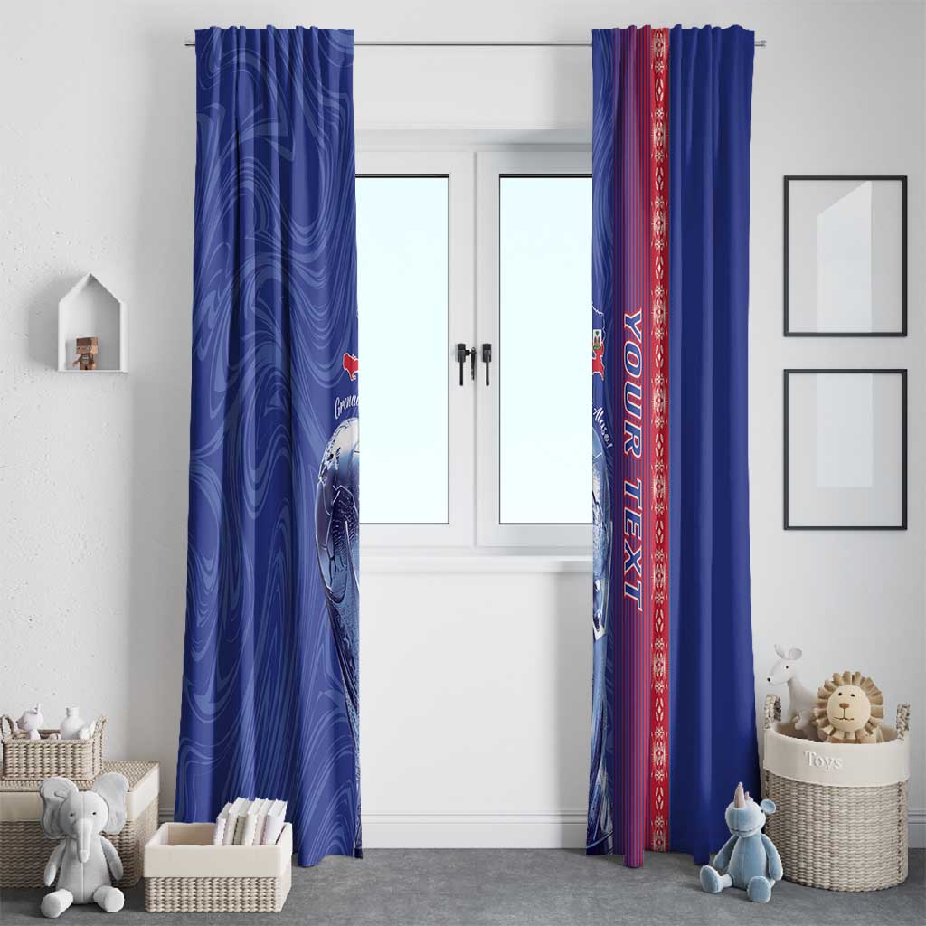 Custom Afro-Haiti Football Window Curtain 2026 Grenadye Alaso Blue Version - Wonder Print Shop
