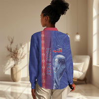 Custom Afro-Haiti Football Women Casual Shirt 2026 Grenadye Alaso Blue Version - Wonder Print Shop