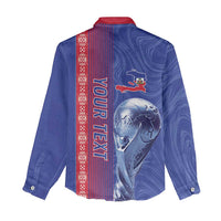 Custom Afro-Haiti Football Women Casual Shirt 2026 Grenadye Alaso Blue Version - Wonder Print Shop