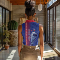 Custom Afro-Haiti Football Women Sleeveless Polo Shirt 2026 Grenadye Alaso Blue Version - Wonder Print Shop