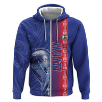Custom Afro-Haiti Football Zip Hoodie 2026 Grenadye Alaso Blue Version - Wonder Print Shop
