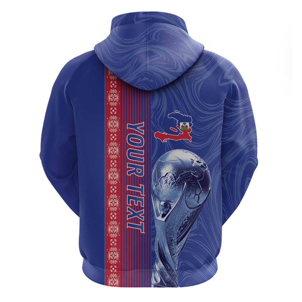 Custom Afro-Haiti Football Zip Hoodie 2026 Grenadye Alaso Blue Version - Wonder Print Shop
