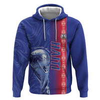 Custom Afro-Haiti Football Zip Hoodie 2026 Grenadye Alaso Blue Version - Wonder Print Shop