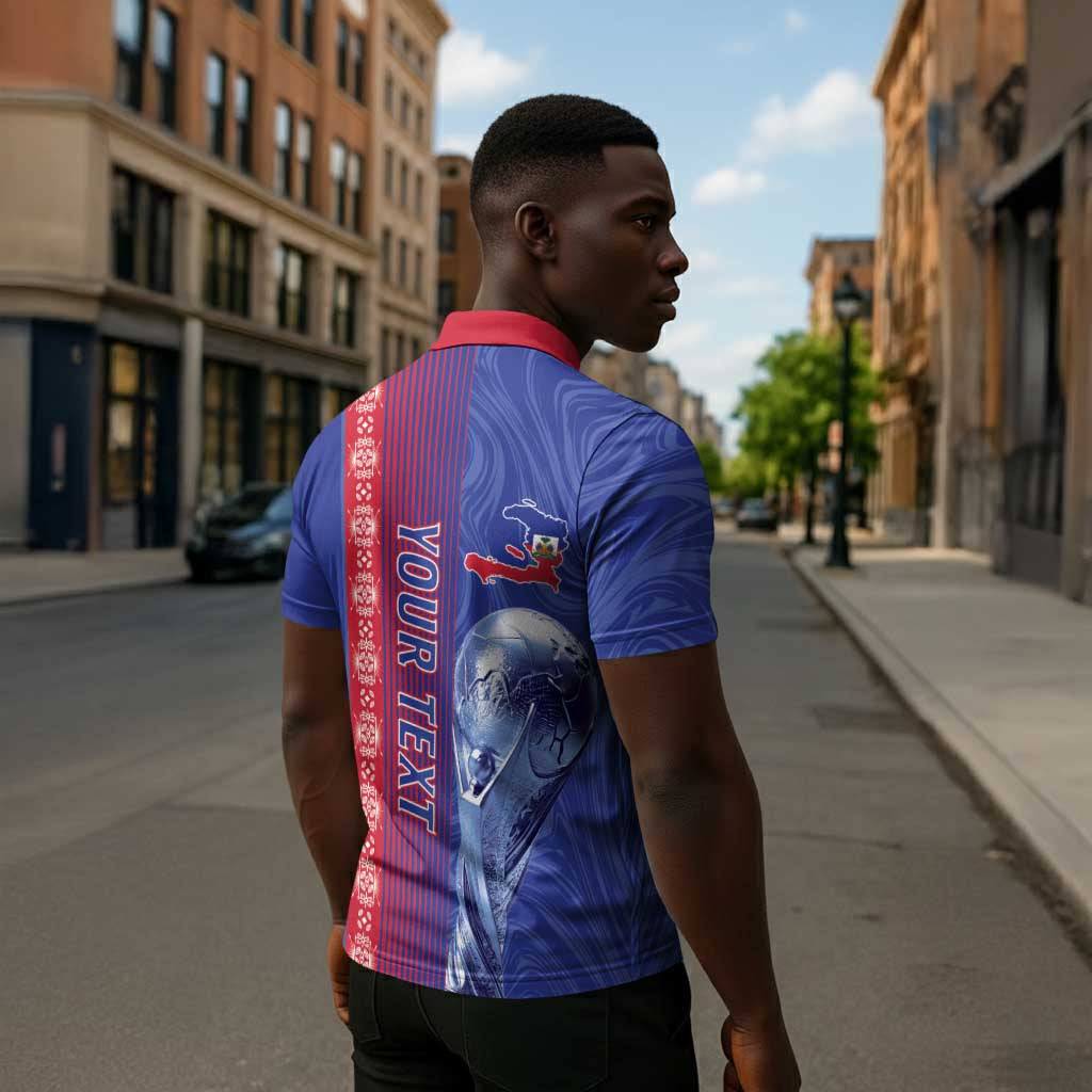 Custom Afro-Haiti Football Zipper Polo Shirt 2026 Grenadye Alaso Blue Version - Wonder Print Shop
