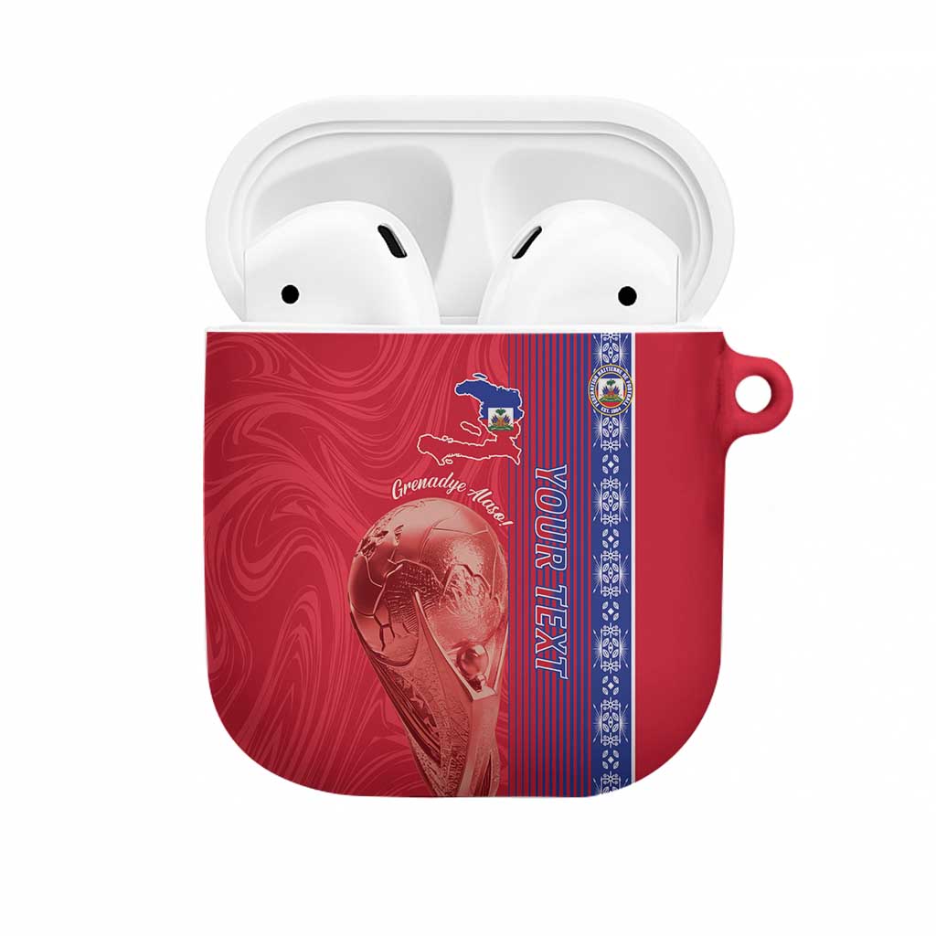 Custom Afro-Haiti Football AirPods Case 2026 Grenadye Alaso Red Version - Wonder Print Shop