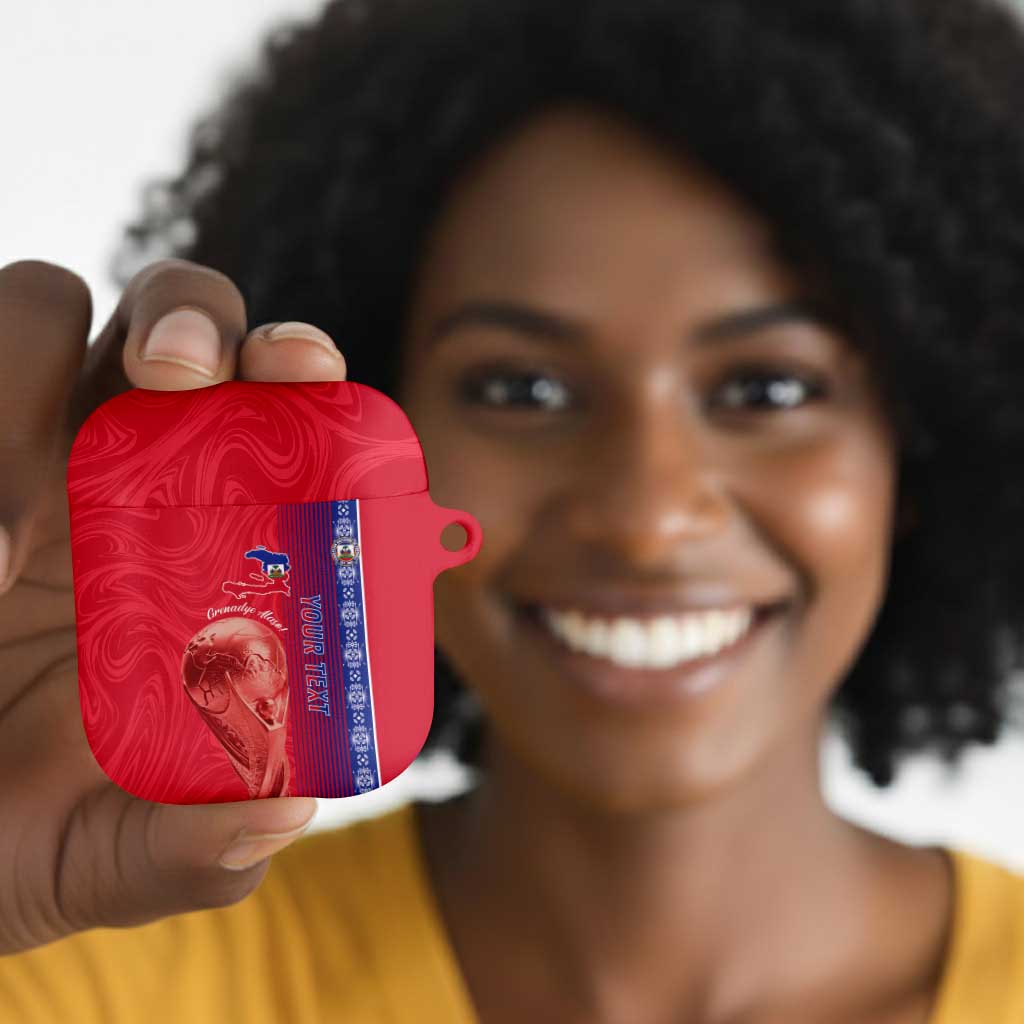 Custom Afro-Haiti Football AirPods Case 2026 Grenadye Alaso Red Version - Wonder Print Shop