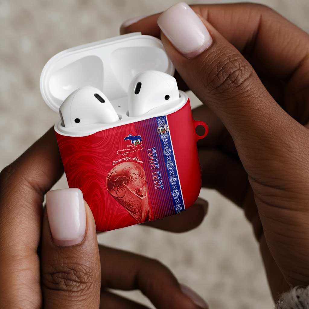 Custom Afro-Haiti Football AirPods Case 2026 Grenadye Alaso Red Version - Wonder Print Shop
