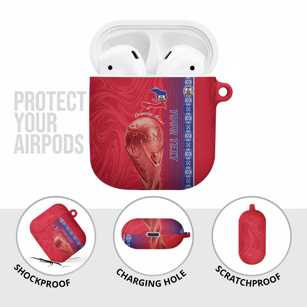 Custom Afro-Haiti Football AirPods Case 2026 Grenadye Alaso Red Version - Wonder Print Shop