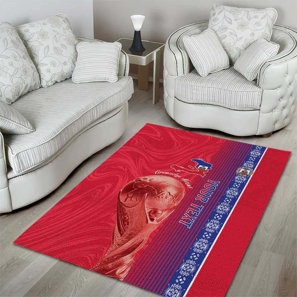 Custom Afro-Haiti Football Area Rug 2026 Grenadye Alaso Red Version - Wonder Print Shop