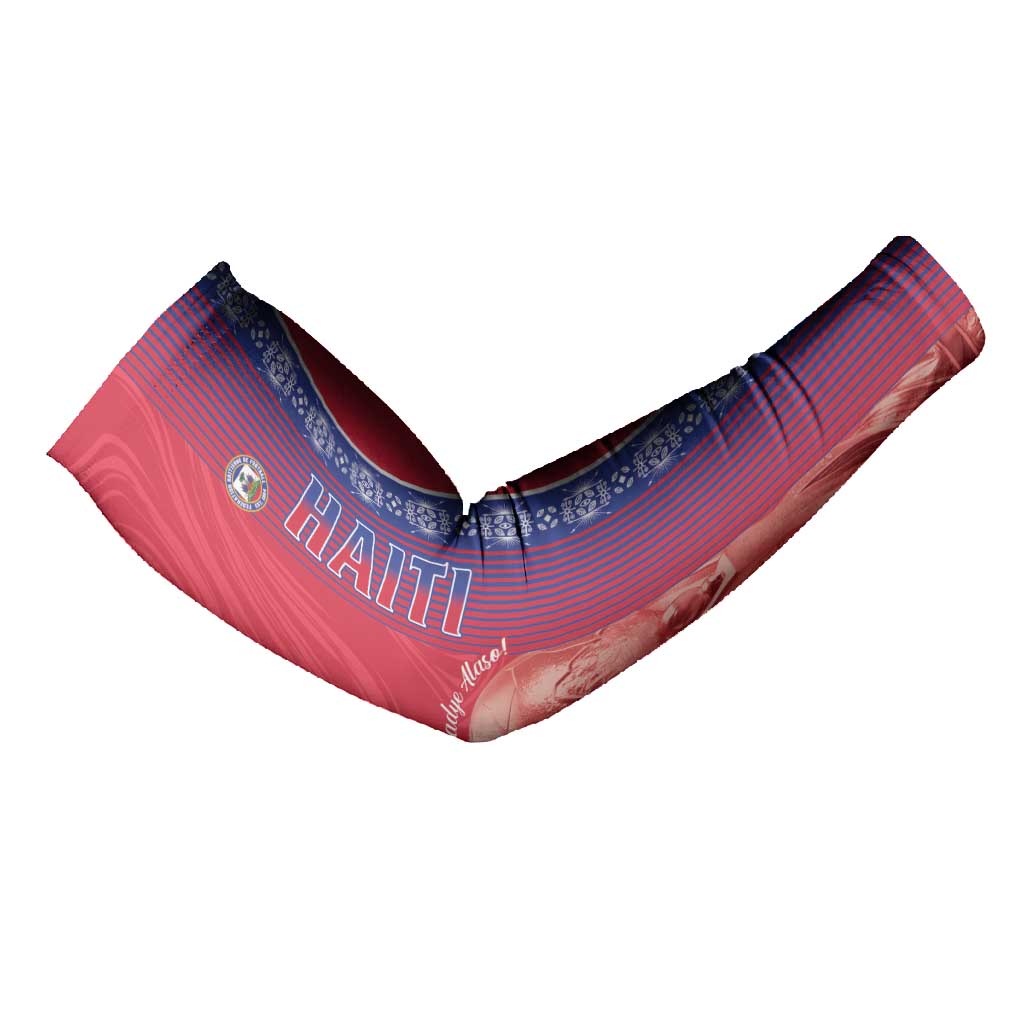 Custom Afro-Haiti Football Arm Sleeves 2026 Grenadye Alaso Red Version - Wonder Print Shop
