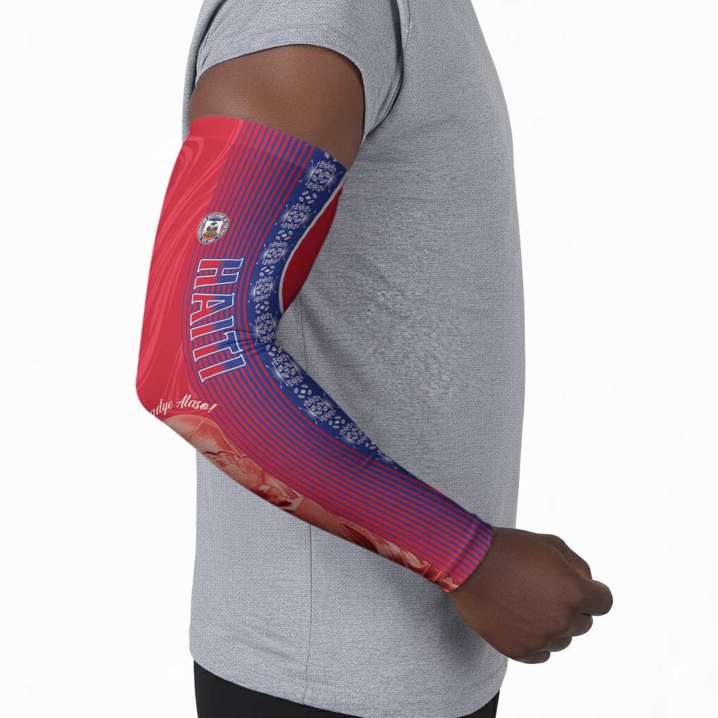 Custom Afro-Haiti Football Arm Sleeves 2026 Grenadye Alaso Red Version - Wonder Print Shop