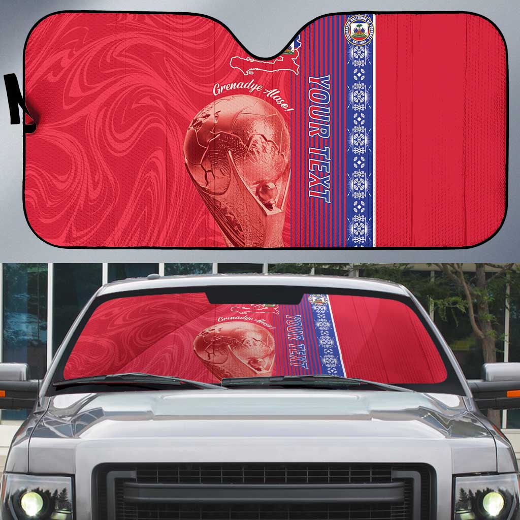 Custom Afro-Haiti Football Auto Sun Shade 2026 Grenadye Alaso Red Version - Wonder Print Shop