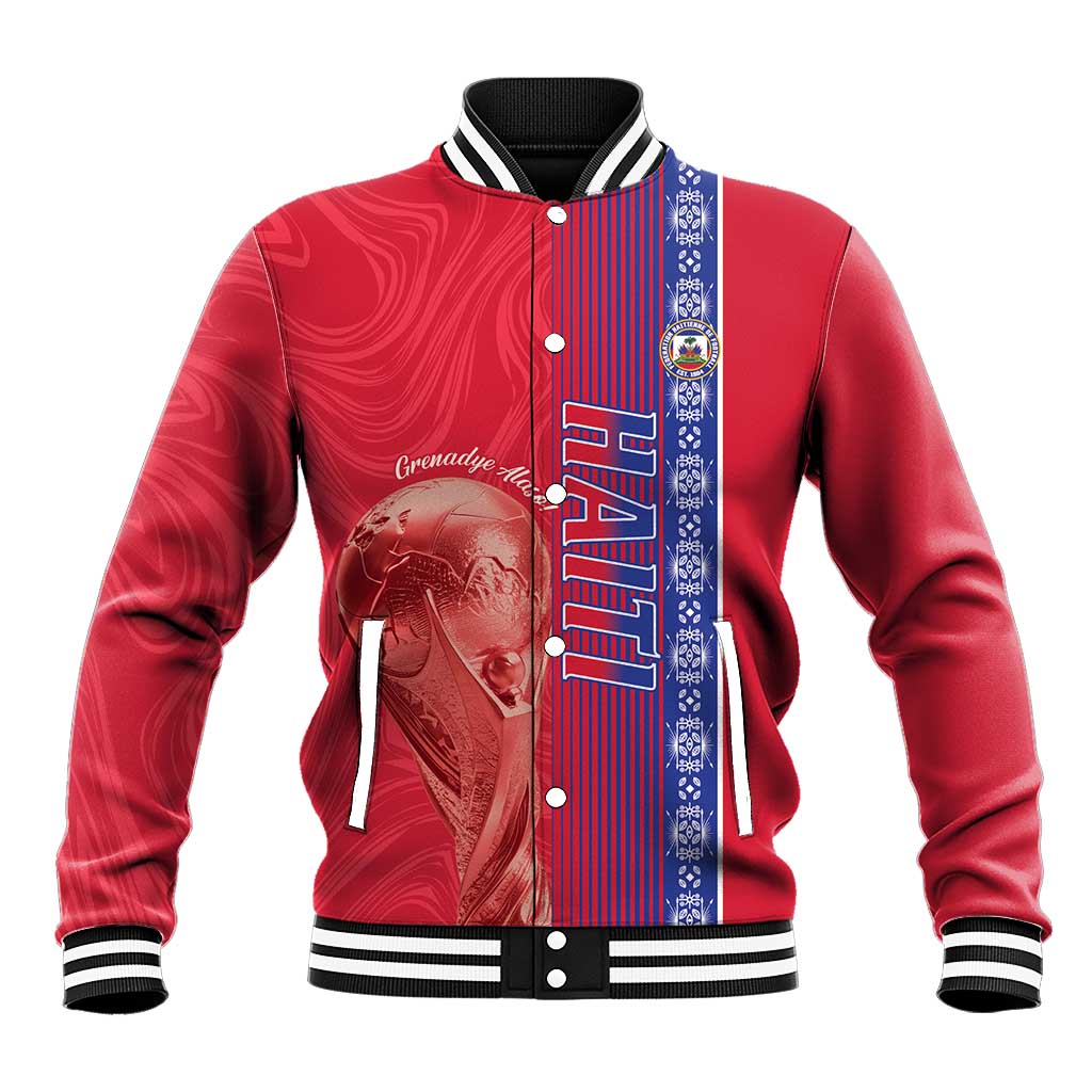 Custom Afro-Haiti Football Baseball Jacket 2026 Grenadye Alaso Red Version - Wonder Print Shop