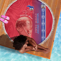 Custom Afro-Haiti Football Beach Blanket 2026 Grenadye Alaso Red Version - Wonder Print Shop