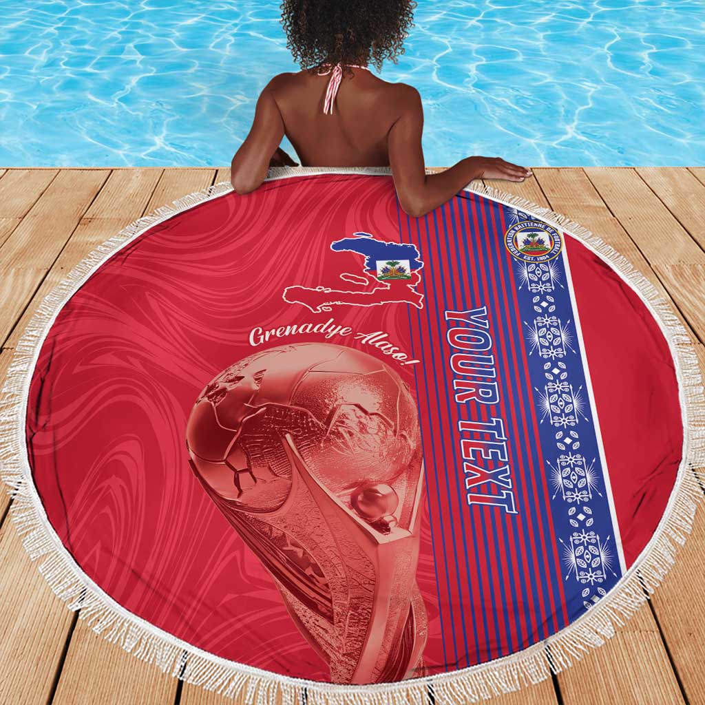 Custom Afro-Haiti Football Beach Blanket 2026 Grenadye Alaso Red Version - Wonder Print Shop