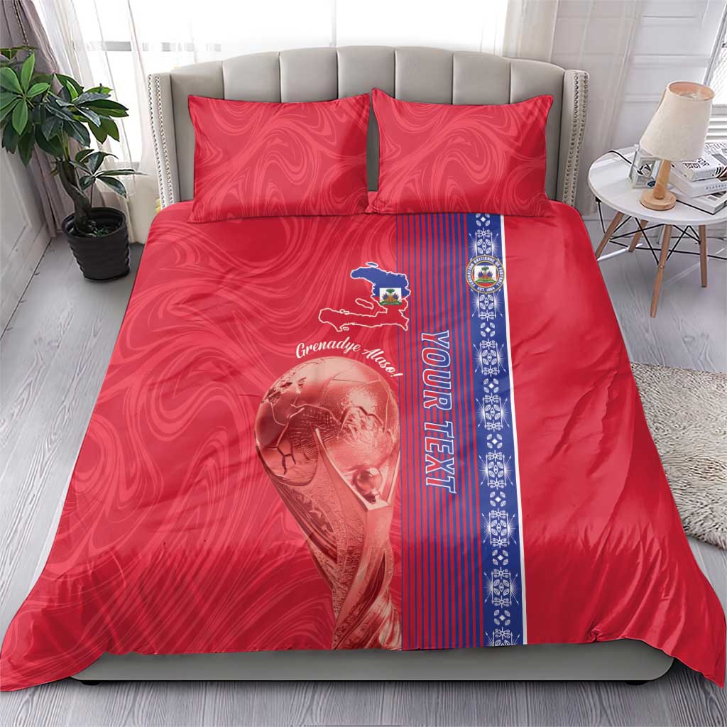 Custom Afro-Haiti Football Bedding Set 2026 Grenadye Alaso Red Version - Wonder Print Shop