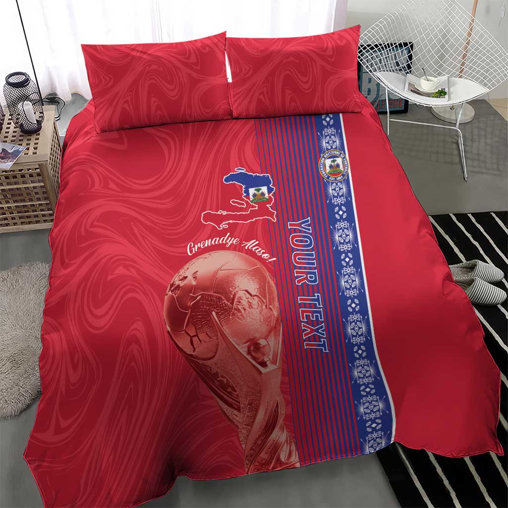 Custom Afro-Haiti Football Bedding Set 2026 Grenadye Alaso Red Version - Wonder Print Shop