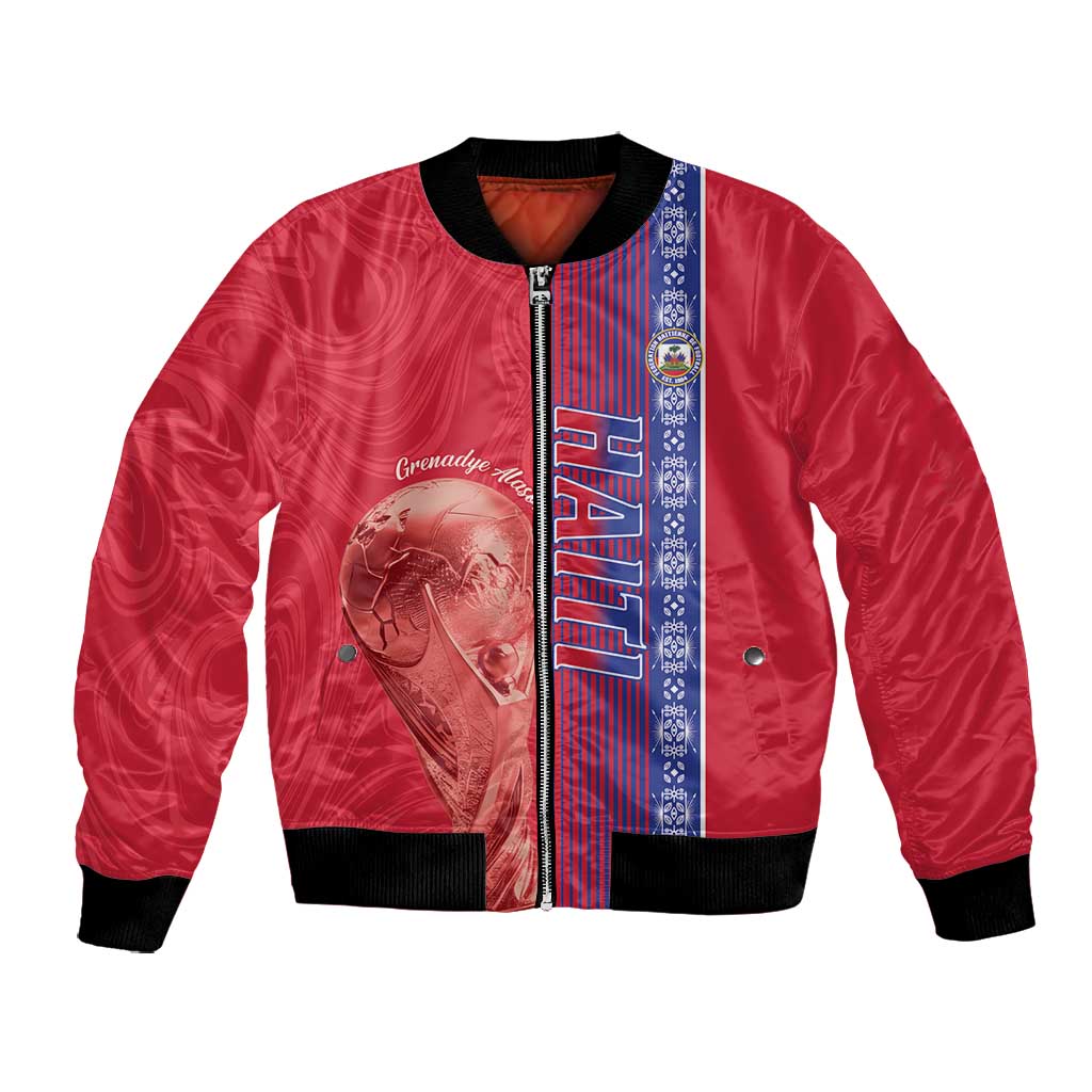 Custom Afro-Haiti Football Bomber Jacket 2026 Grenadye Alaso Red Version - Wonder Print Shop
