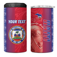 Custom Afro-Haiti Football 4 in 1 Can Cooler Tumbler 2026 Grenadye Alaso Red Version - Wonder Print Shop