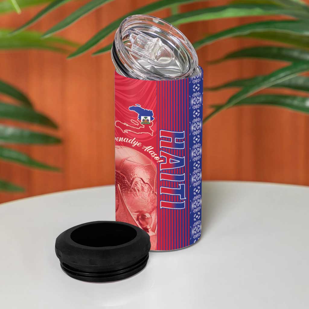 Custom Afro-Haiti Football 4 in 1 Can Cooler Tumbler 2026 Grenadye Alaso Red Version - Wonder Print Shop