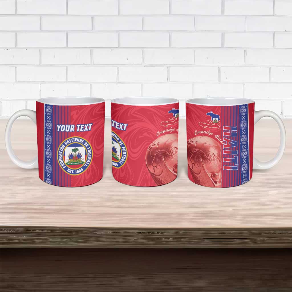 Custom Afro-Haiti Football Ceramic Mug 2026 Grenadye Alaso Red Version - Wonder Print Shop