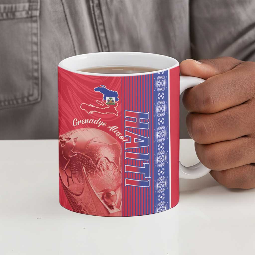 Custom Afro-Haiti Football Ceramic Mug 2026 Grenadye Alaso Red Version - Wonder Print Shop