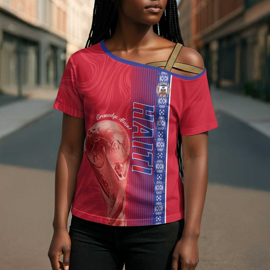Custom Afro-Haiti Football Cross Shoulder Shirt 2026 Grenadye Alaso Red Version - Wonder Print Shop