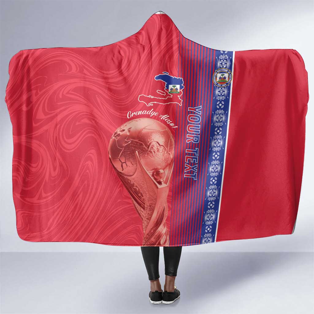 Custom Afro-Haiti Football Hooded Blanket 2026 Grenadye Alaso Red Version - Wonder Print Shop