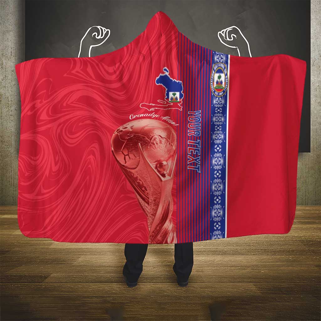 Custom Afro-Haiti Football Hooded Blanket 2026 Grenadye Alaso Red Version - Wonder Print Shop