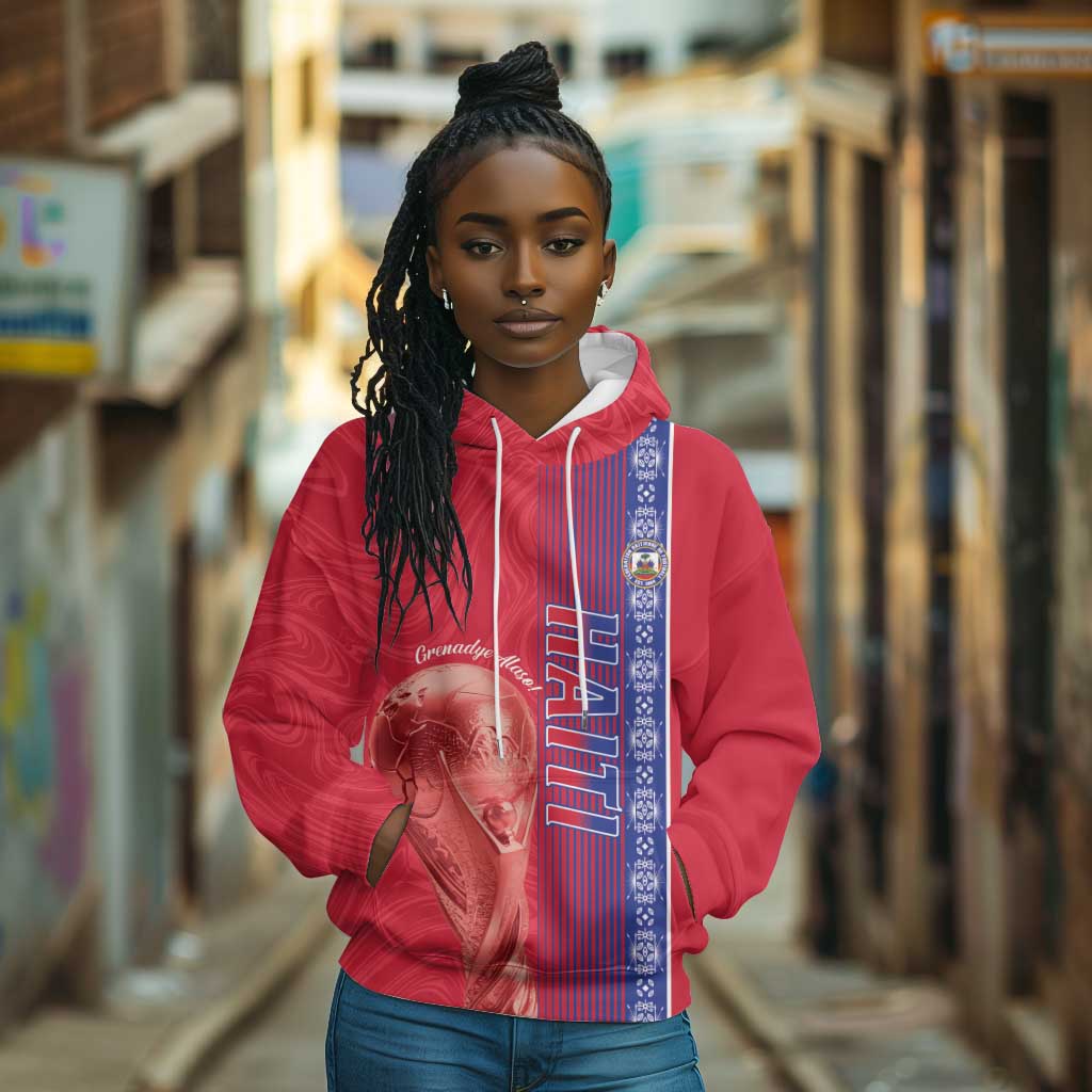 Custom Afro-Haiti Football Hoodie 2026 Grenadye Alaso Red Version - Wonder Print Shop