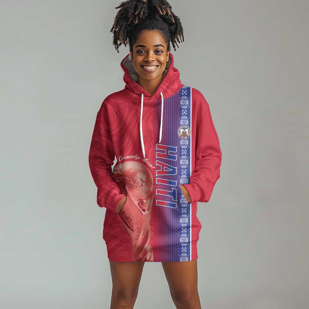 Custom Afro-Haiti Football Hoodie Dress 2026 Grenadye Alaso Red Version - Wonder Print Shop