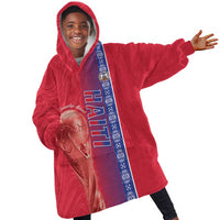 Custom Afro-Haiti Football Kid Wearable Blanket Hoodie 2026 Grenadye Alaso Red Version - Wonder Print Shop