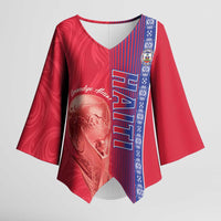 Custom Afro-Haiti Football Kimono Sleeve Blouse 2026 Grenadye Alaso Red Version - Wonder Print Shop