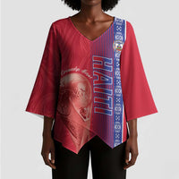 Custom Afro-Haiti Football Kimono Sleeve Blouse 2026 Grenadye Alaso Red Version - Wonder Print Shop