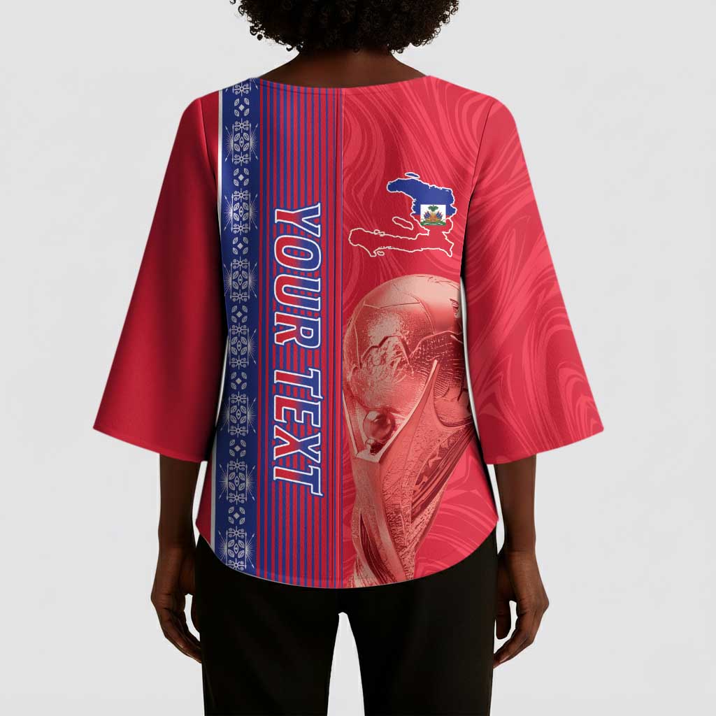 Custom Afro-Haiti Football Kimono Sleeve Blouse 2026 Grenadye Alaso Red Version - Wonder Print Shop