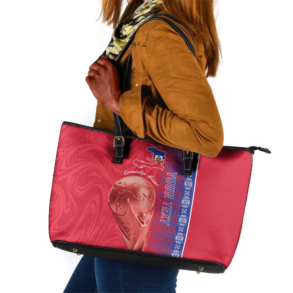 Custom Afro-Haiti Football Leather Tote Bag 2026 Grenadye Alaso Red Version - Wonder Print Shop