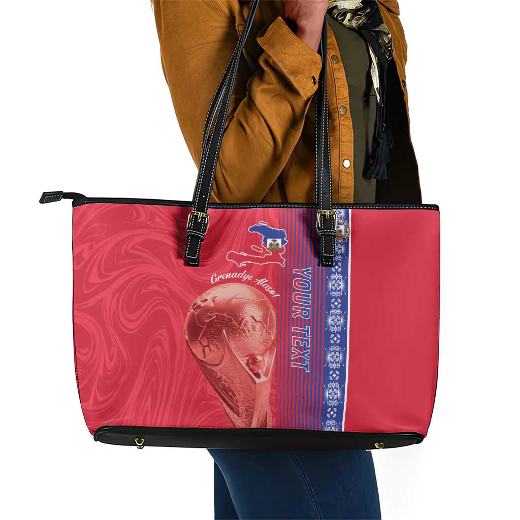 Custom Afro-Haiti Football Leather Tote Bag 2026 Grenadye Alaso Red Version - Wonder Print Shop