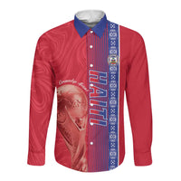 Custom Afro-Haiti Football Long Sleeve Button Shirt 2026 Grenadye Alaso Red Version - Wonder Print Shop
