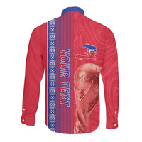 Custom Afro-Haiti Football Long Sleeve Button Shirt 2026 Grenadye Alaso Red Version - Wonder Print Shop