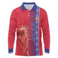 Custom Afro-Haiti Football Long Sleeve Polo Shirt 2026 Grenadye Alaso Red Version - Wonder Print Shop
