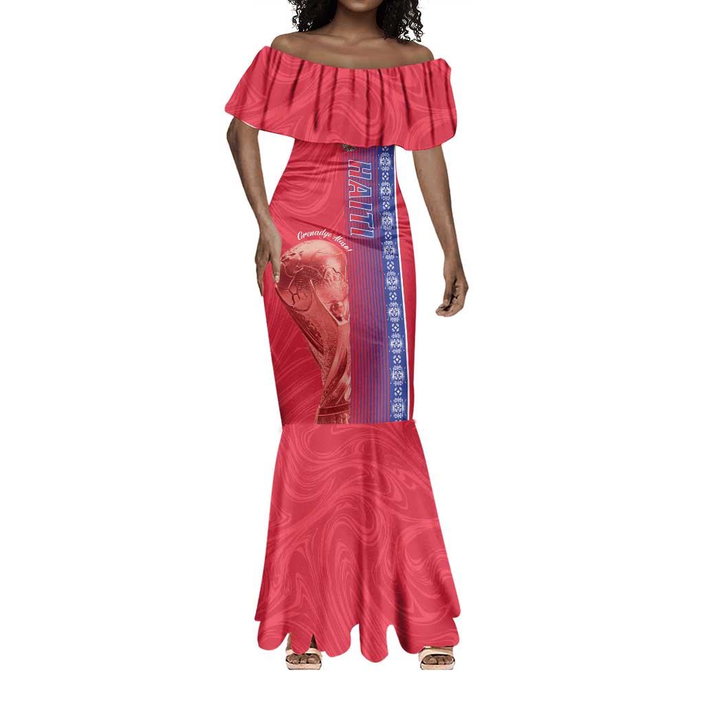Custom Afro-Haiti Football Mermaid Dress 2026 Grenadye Alaso Red Version LT14