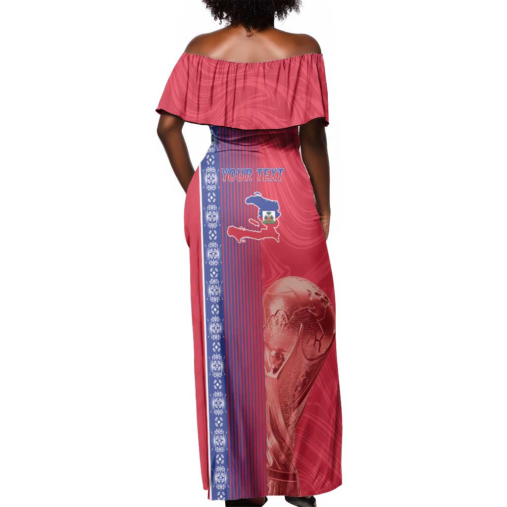 Custom Afro-Haiti Football Off Shoulder Maxi Dress 2026 Grenadye Alaso Red Version - Wonder Print Shop