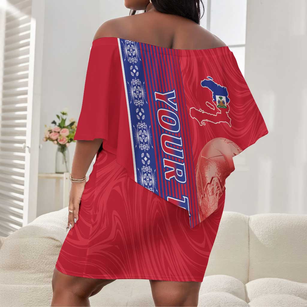 Custom Afro-Haiti Football Off Shoulder Short Dress 2026 Grenadye Alaso Red Version - Wonder Print Shop
