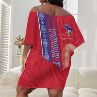 Custom Afro-Haiti Football Off Shoulder Short Dress 2026 Grenadye Alaso Red Version - Wonder Print Shop