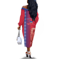 Custom Afro-Haiti Football Off The Shoulder Long Sleeve Dress 2026 Grenadye Alaso Red Version - Wonder Print Shop