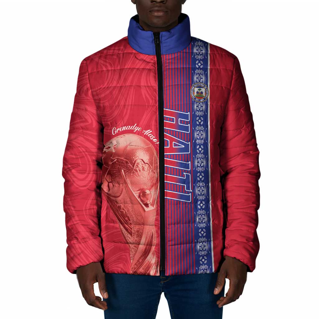 Custom Afro-Haiti Football Padded Jacket 2026 Grenadye Alaso Red Version - Wonder Print Shop