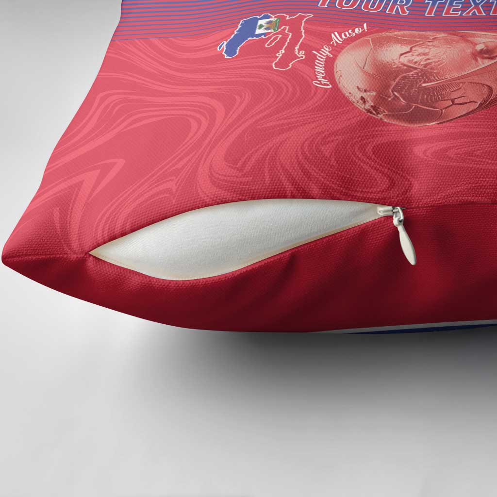 Custom Afro-Haiti Football Pillow Cover 2026 Grenadye Alaso Red Version - Wonder Print Shop