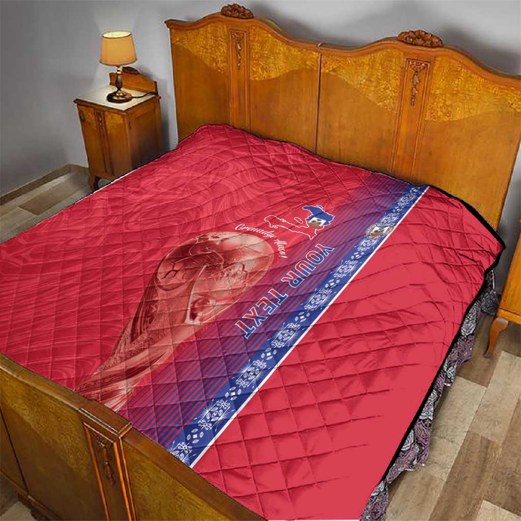 Custom Afro-Haiti Football Quilt 2026 Grenadye Alaso Red Version - Wonder Print Shop