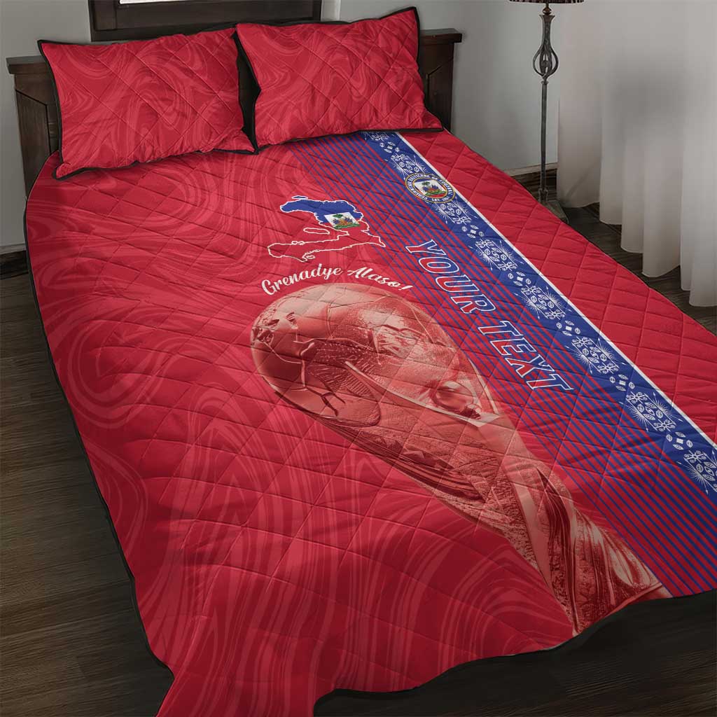Custom Afro-Haiti Football Quilt Bed Set 2026 Grenadye Alaso Red Version - Wonder Print Shop