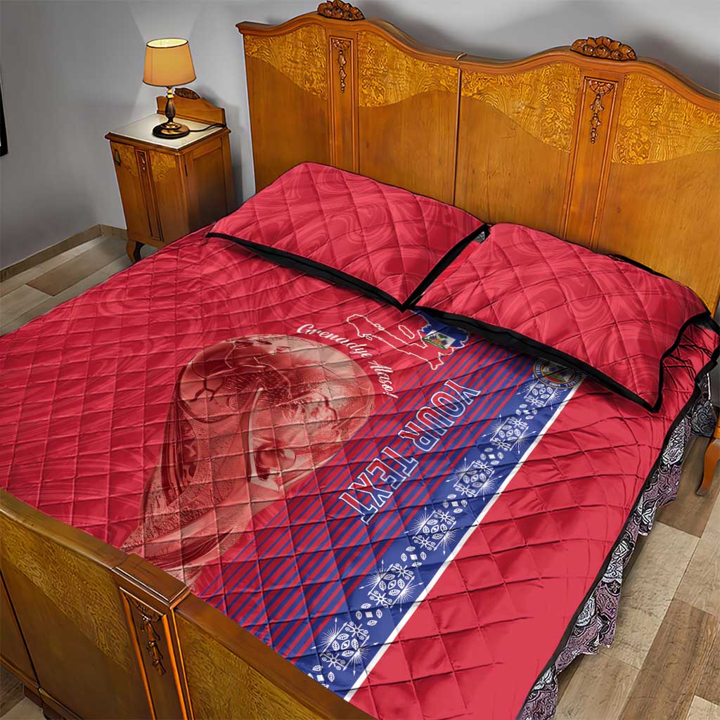 Custom Afro-Haiti Football Quilt Bed Set 2026 Grenadye Alaso Red Version - Wonder Print Shop